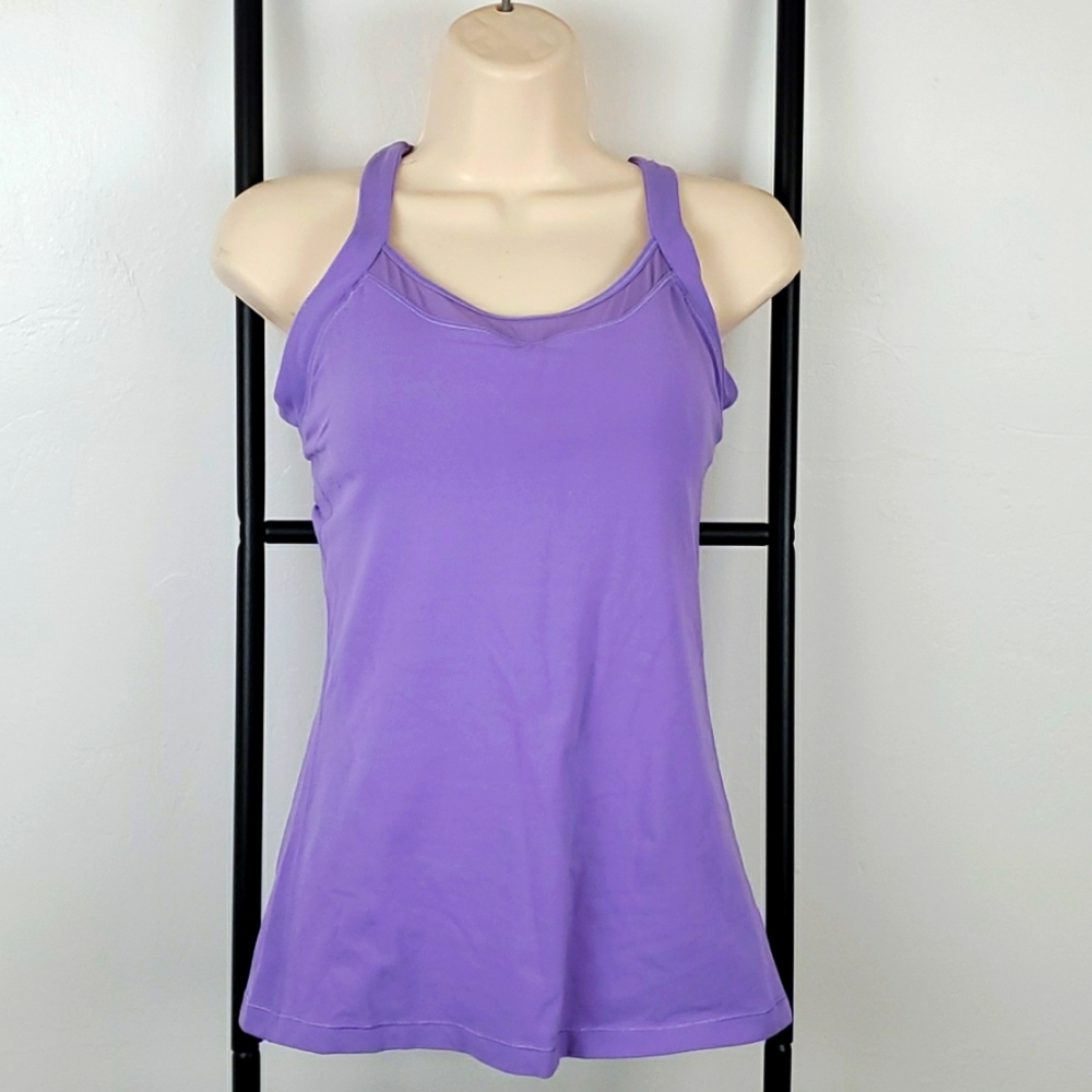 Lululemon Athletica purple tank top strips  back tee women size 6